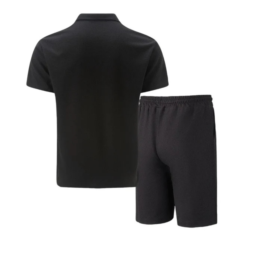 IBIZA Co-Ord Set – Zip Neck Polo & Soft Knit Shorts